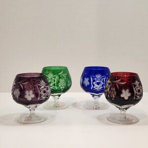VTG NIB Crystal Clear Industries Cut to Crystal Brandy Cognac Snifters Set of 4